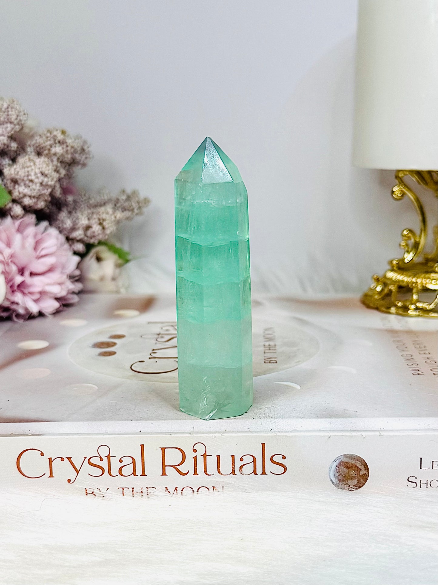 High Grade Green Watermelon Fluorite Tower 8cm