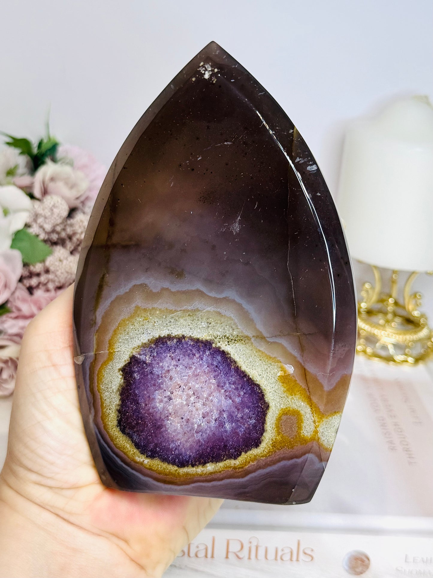 Large Druzy Agate Amethyst Carved Freeform 16cm
