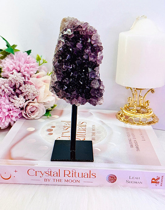 Beautiful Tall 16cm Purple Amethyst Cluster on Stand From Brazil