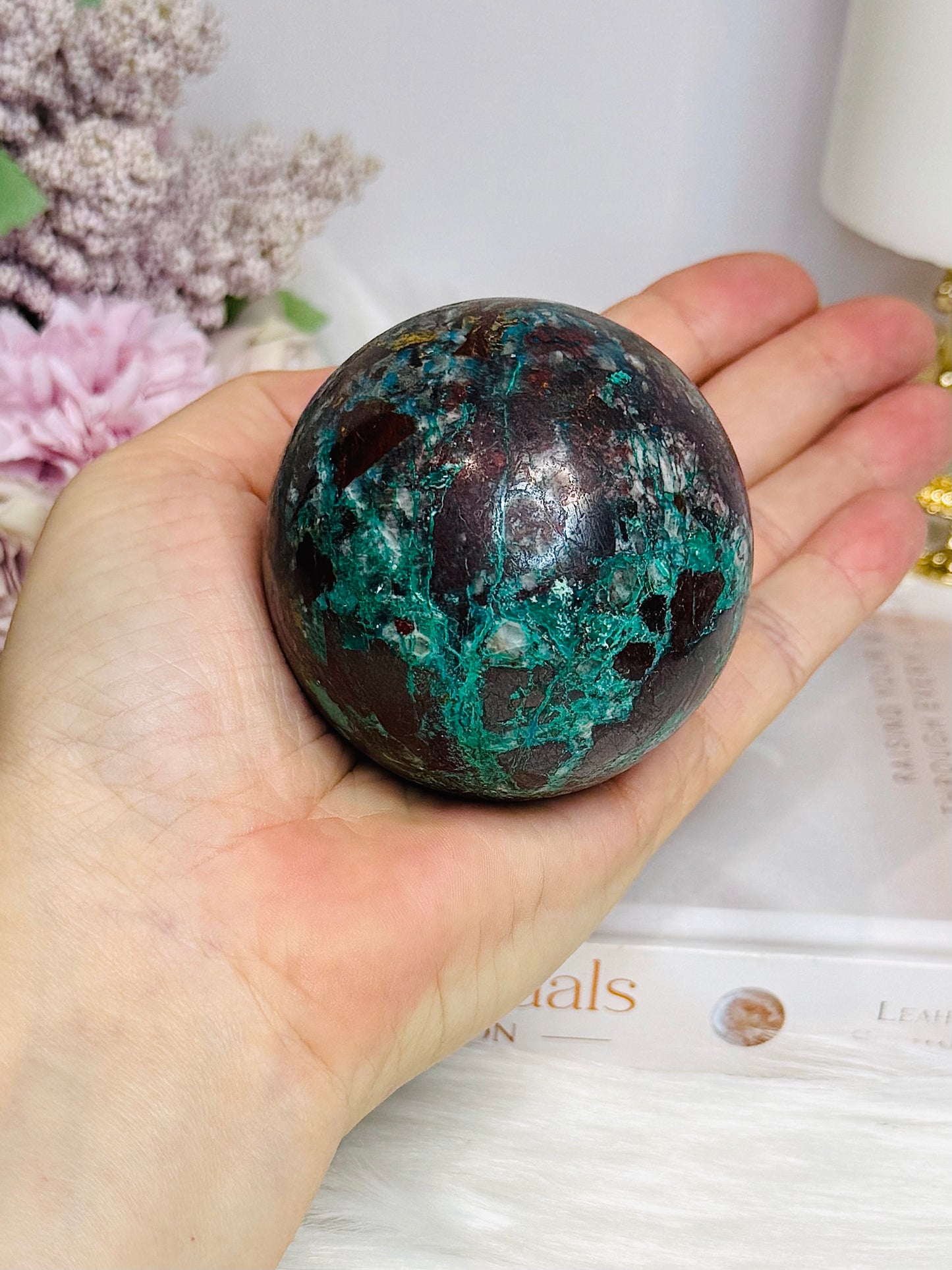 Large Natural Chrysocolla Sphere on Stand 327g