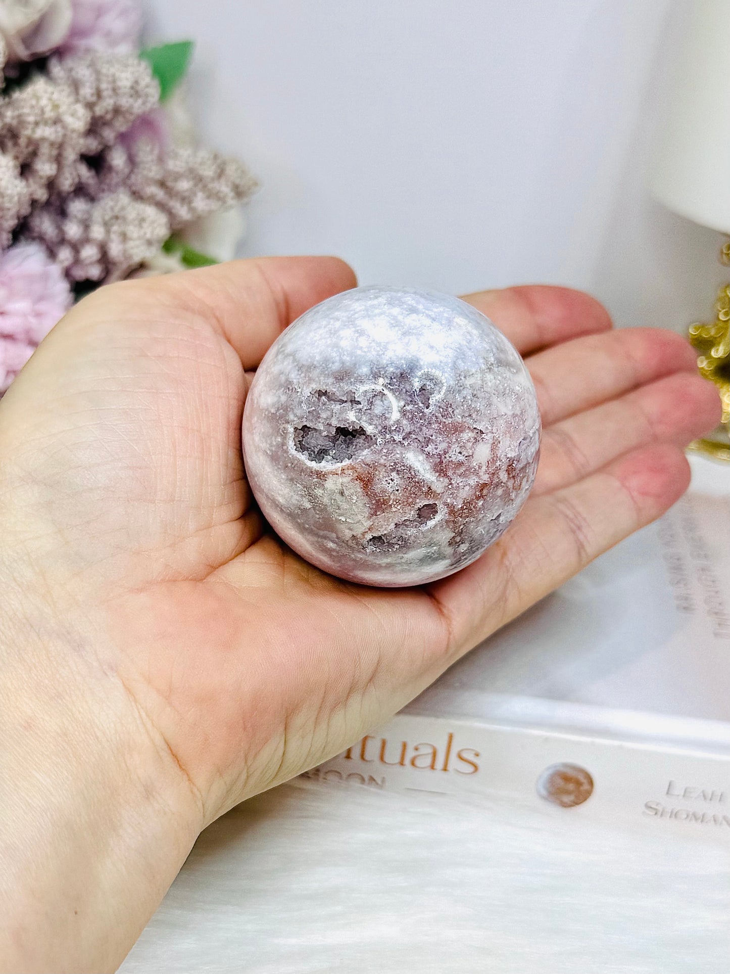 Pink Amethyst Druzy Sphere On Stand 171g