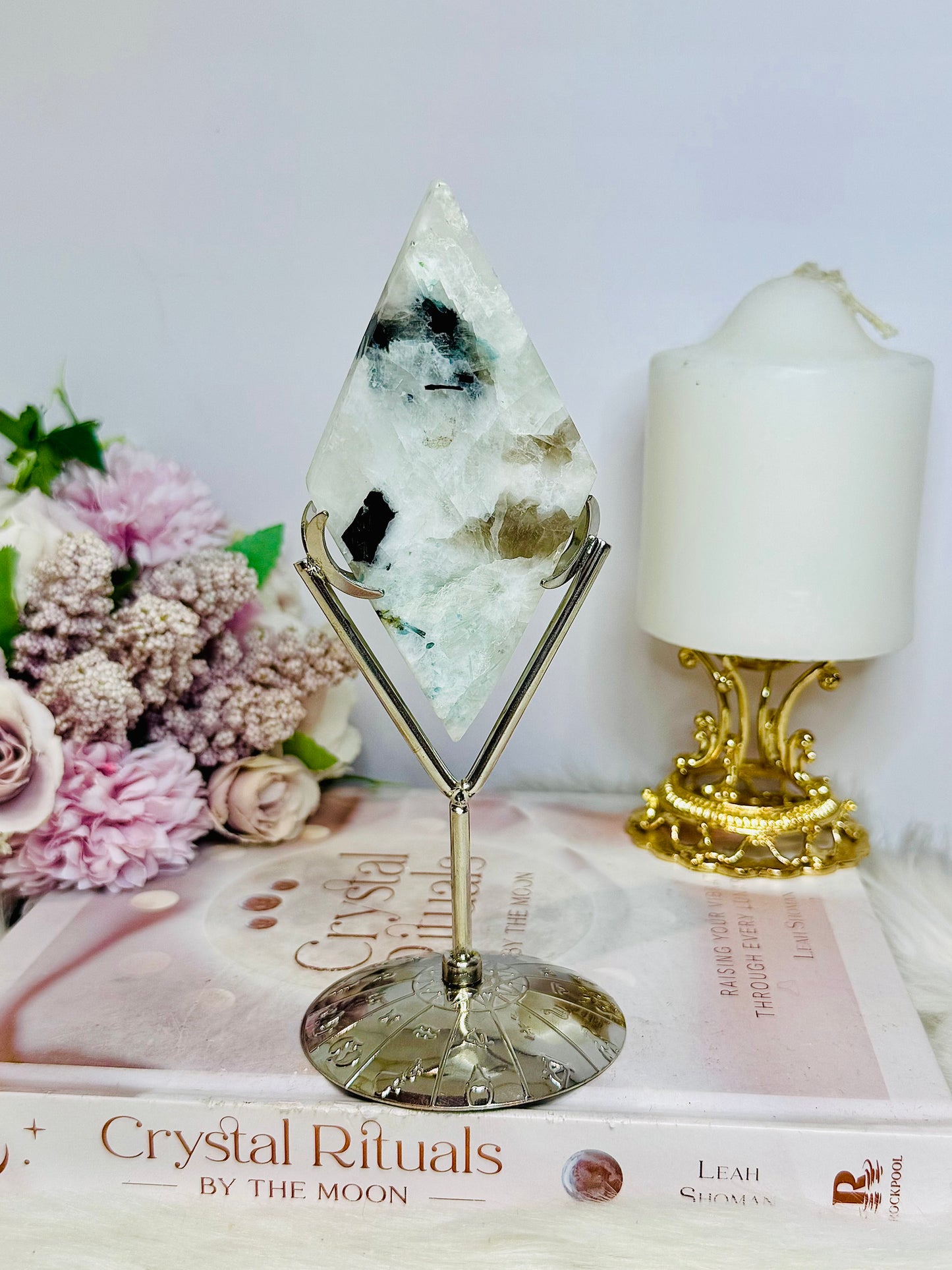 Rainbow Moonstone Diamond On Stand 17cm