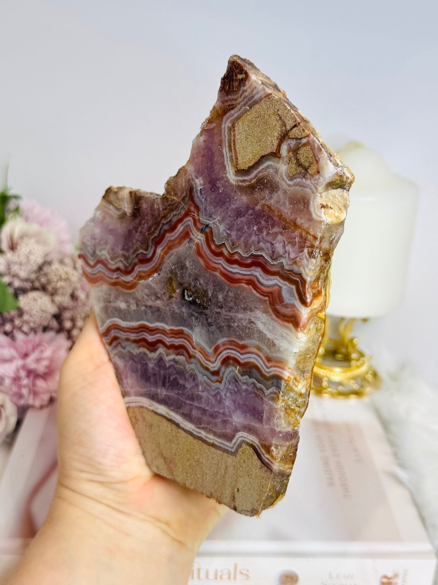 Large Natural Crazy Lace Amethyst Slab 16cm 430g