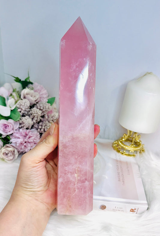 Large High Grade Rose Quartz Tower 25cm 1.08KG
