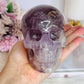 Huge 991gram High Grade Amethyst Carved Skull with Rainbows