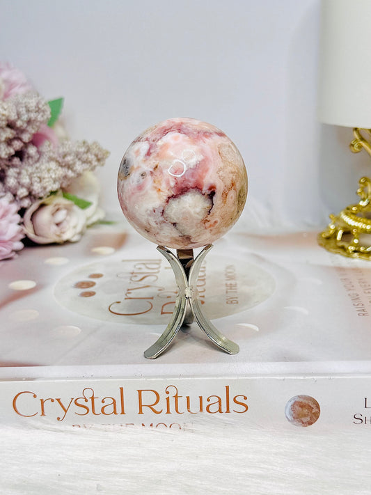 Flower Carnelian Sphere on Stand 118g