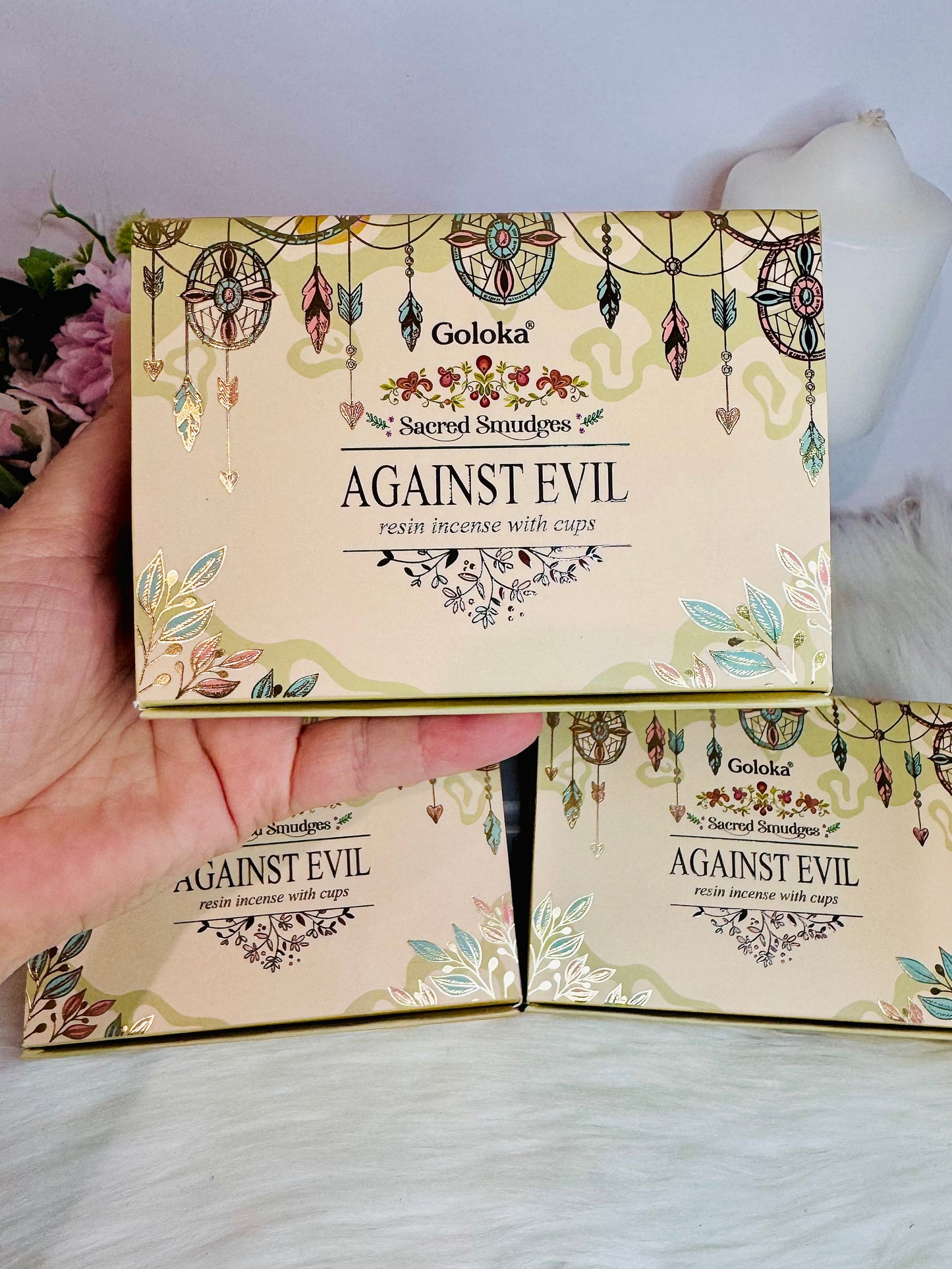 ‘Against Evil’ Resin Incense with Cups 6 Pack