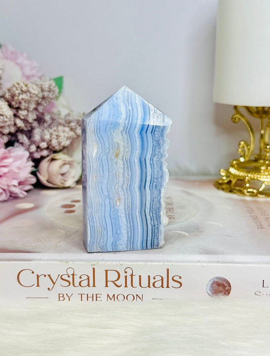 High Grade Blue Lace Agate Druzy Tower | Freeform 8cm