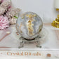 Large Flower Agate Sphere on Stand 319g