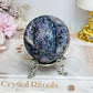 Natural Purple Fluorite X Sphalerite Druzy Sphere on Stand 306g