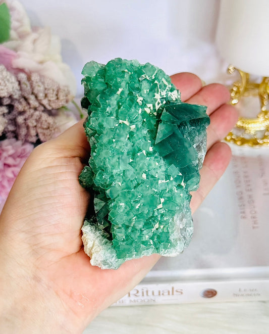 Natural Green Cubed Fluorite Specimen 416g