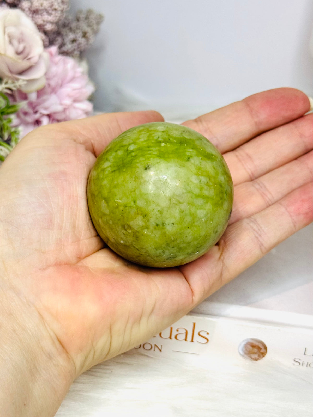 Green Jade Sphere On Stand 236g