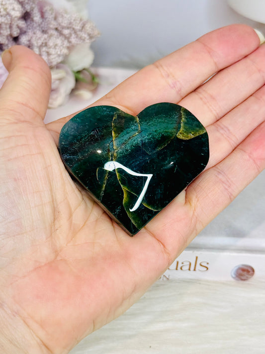 Green Jasper Carved Heart