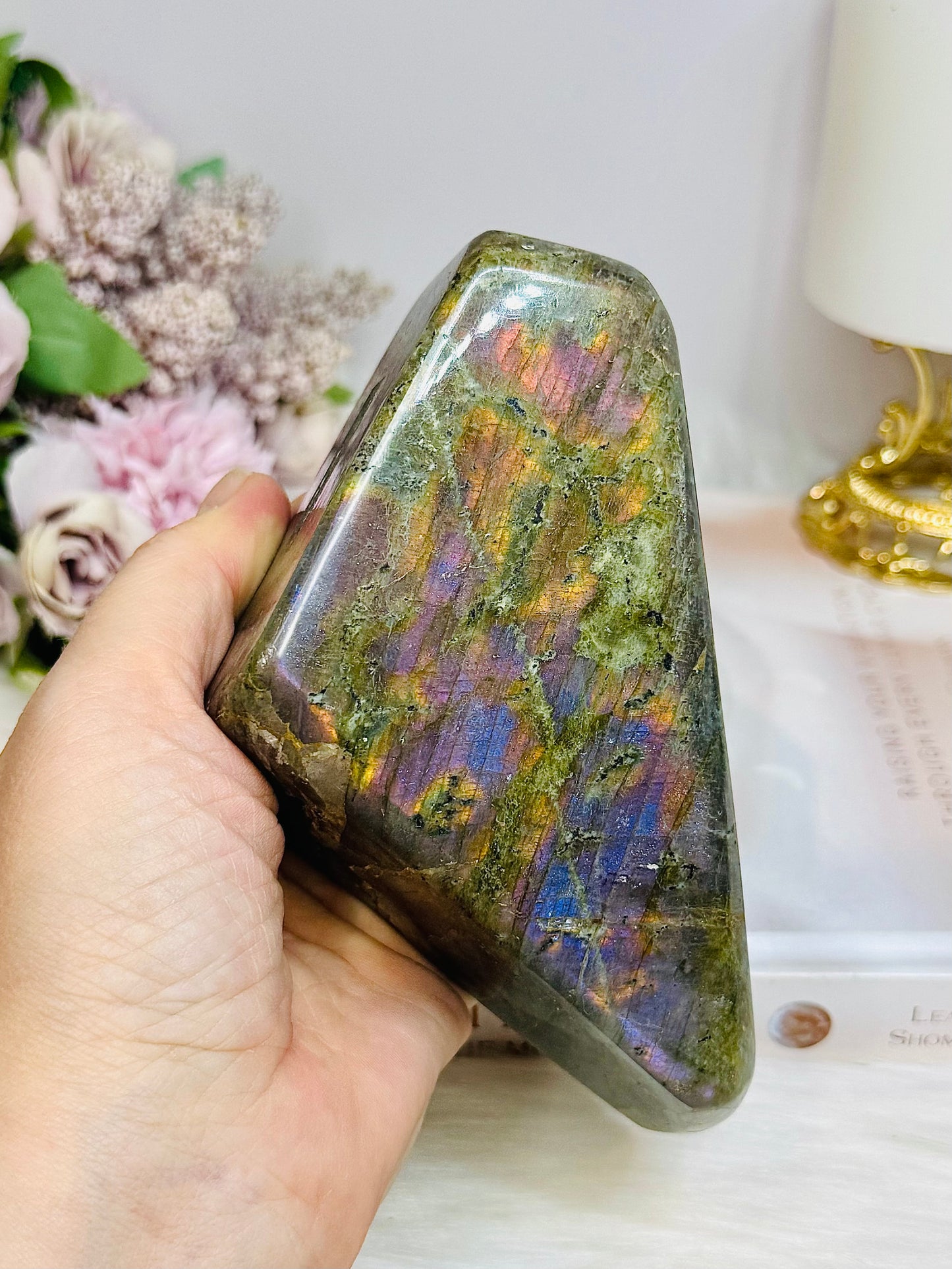 Large Labradorite Freeform with Pink & Purple Flash 847g 13.5cm
