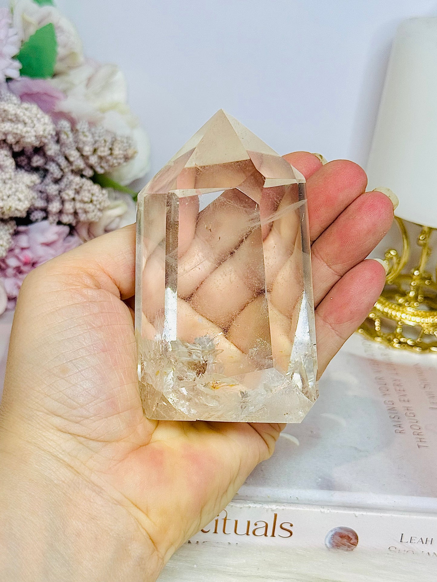 High Grade Clear Quartz Chunky Tower with Rainbows 10cm 324g