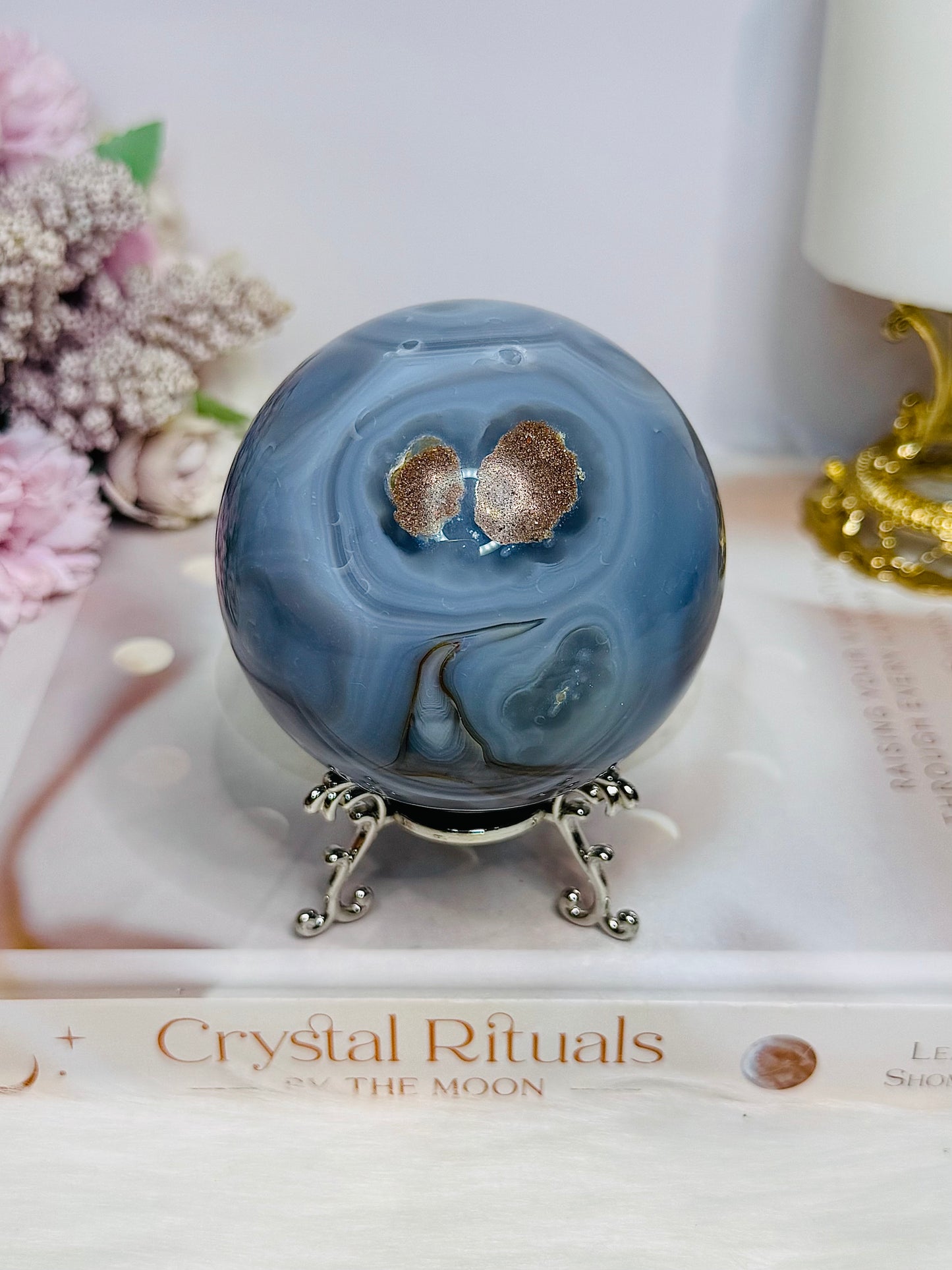 Volcano | Football Agate Sphere On Stand 546g