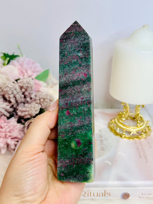 Ruby in  Fuchsite Tower 15.5cm UV Reactive