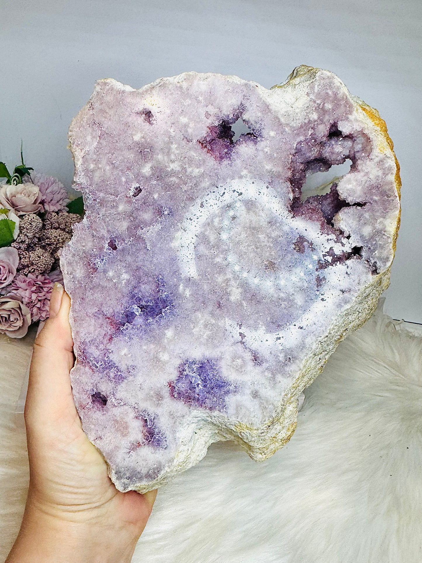 High Grade Pink Amethyst Large Druzy Slab 21.5cm 2.4KG