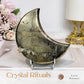 Large Pyrite Carved Moon on Stand 10cm
