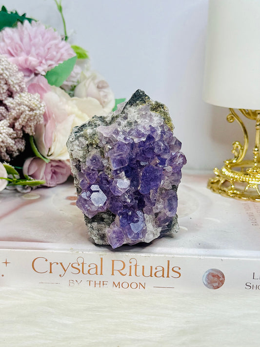 High Grade Purple Cubed Fluorite Cluster with Inclusions 235g