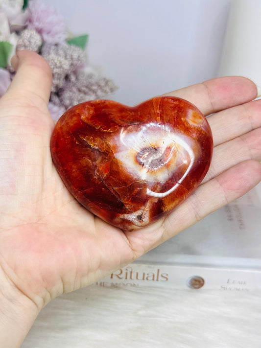 Carnelian Puffy Carved Heart 7cm