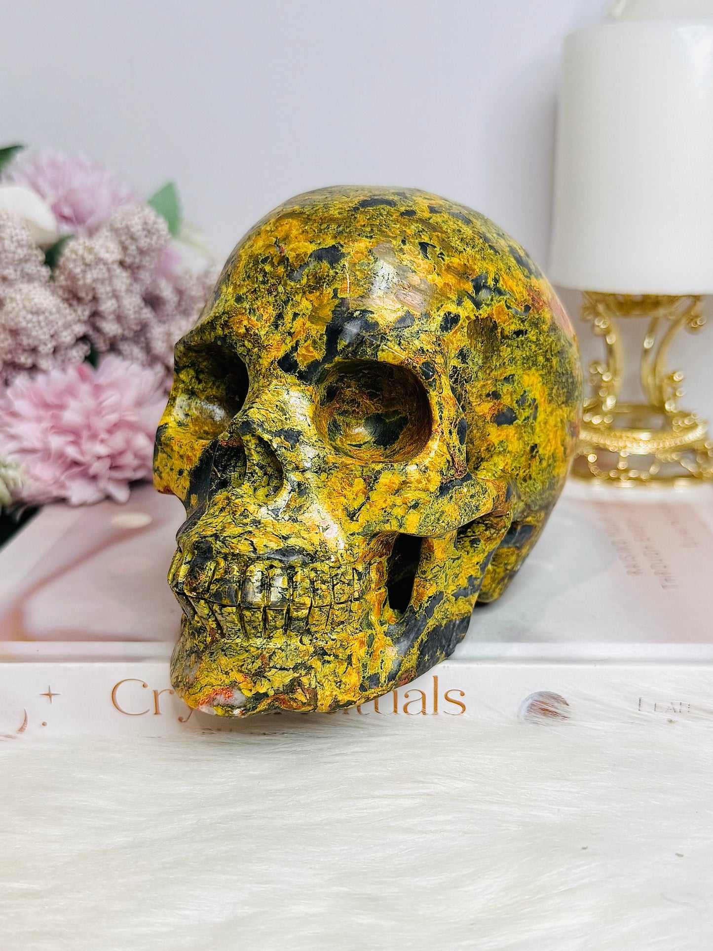 Huge Natural Stone Carved Realgar Skull 1.6KG