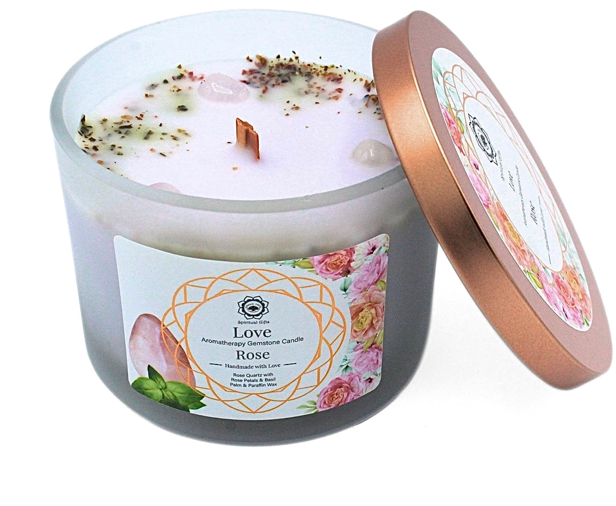 Rose Scented ‘Love’ Crystal Infused Candle 256g