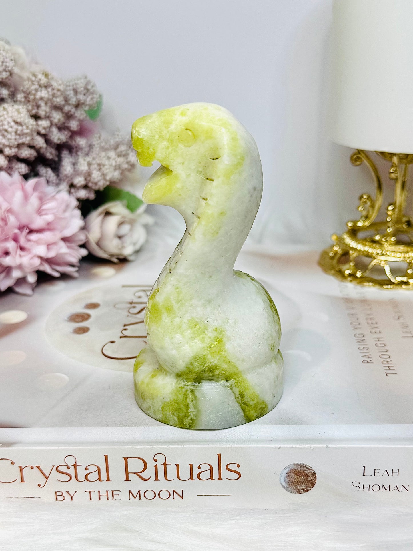 Green Serpentine Jade King Cobra Snake 10cm 254g