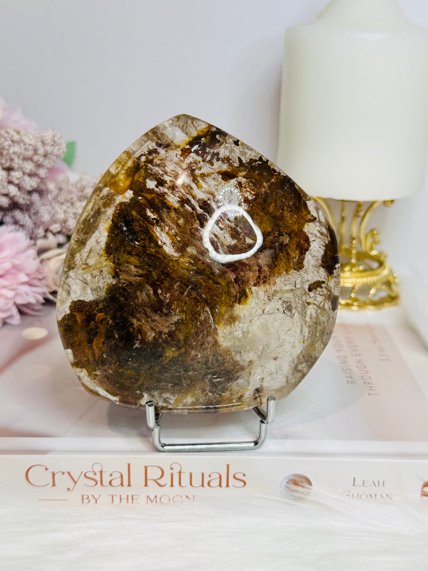 Large Natural Lodolite | Garden Quartz Polished Freeform on Stand 10cm 484g