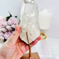 A Master Healer ~ Beautiful Large Chunky 20cm 607gram Clear Quartz Point On Rose Gold Stand From Brazil