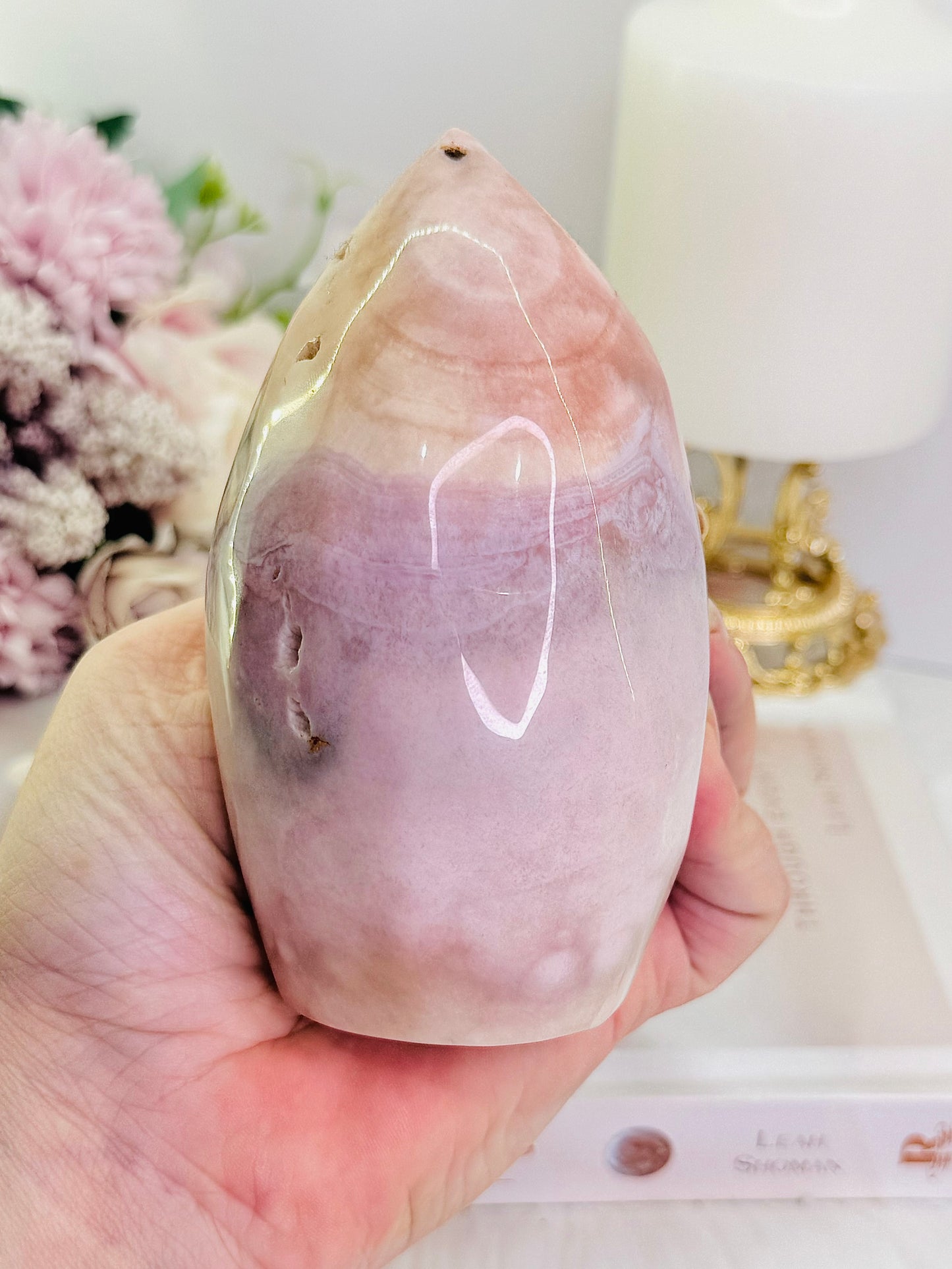 Large 12cm Chunky 537gram Druzy Pink Amethyst Carved Freeform