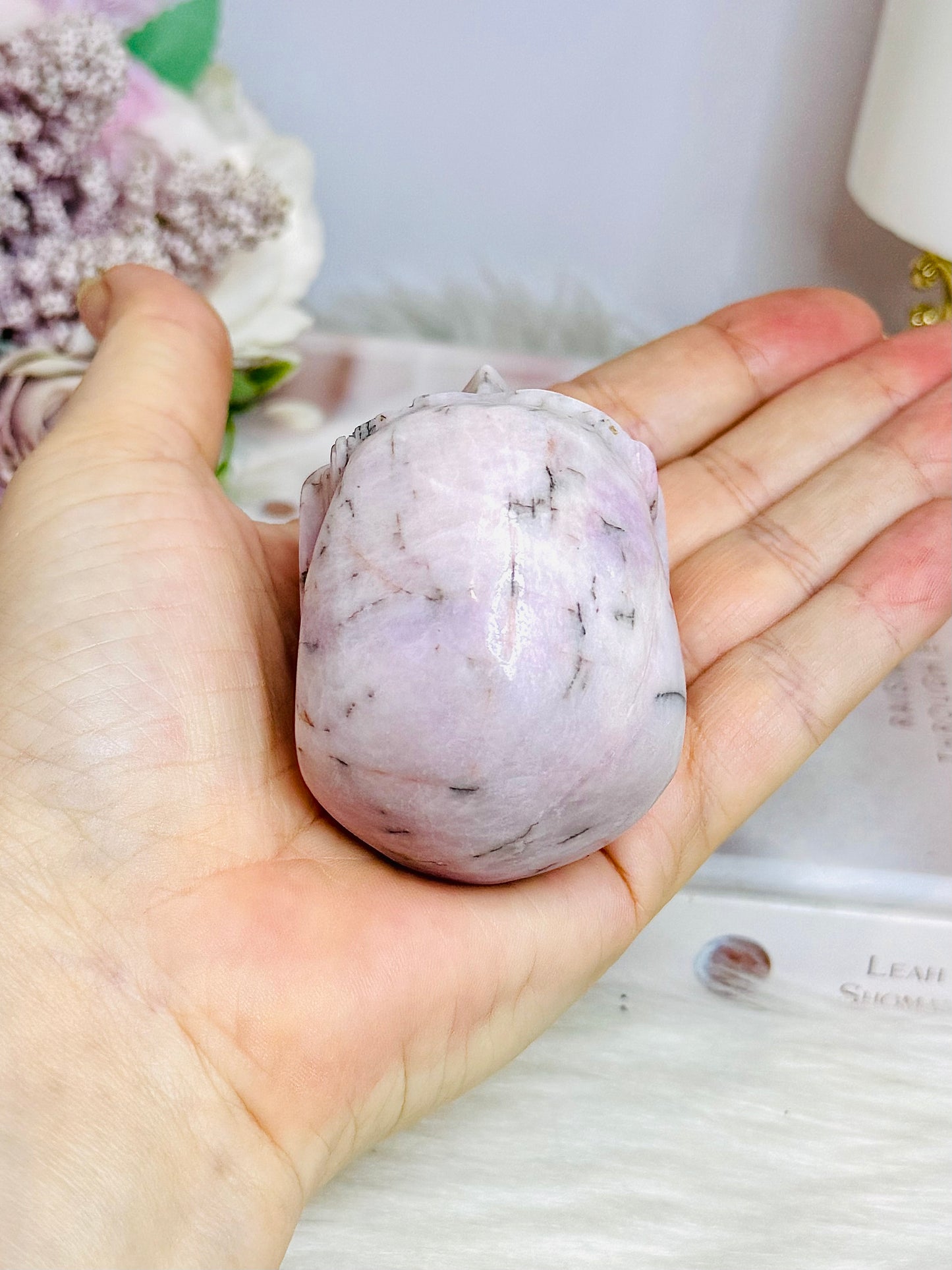 Chunky Kunzite Carved Skull 7cm