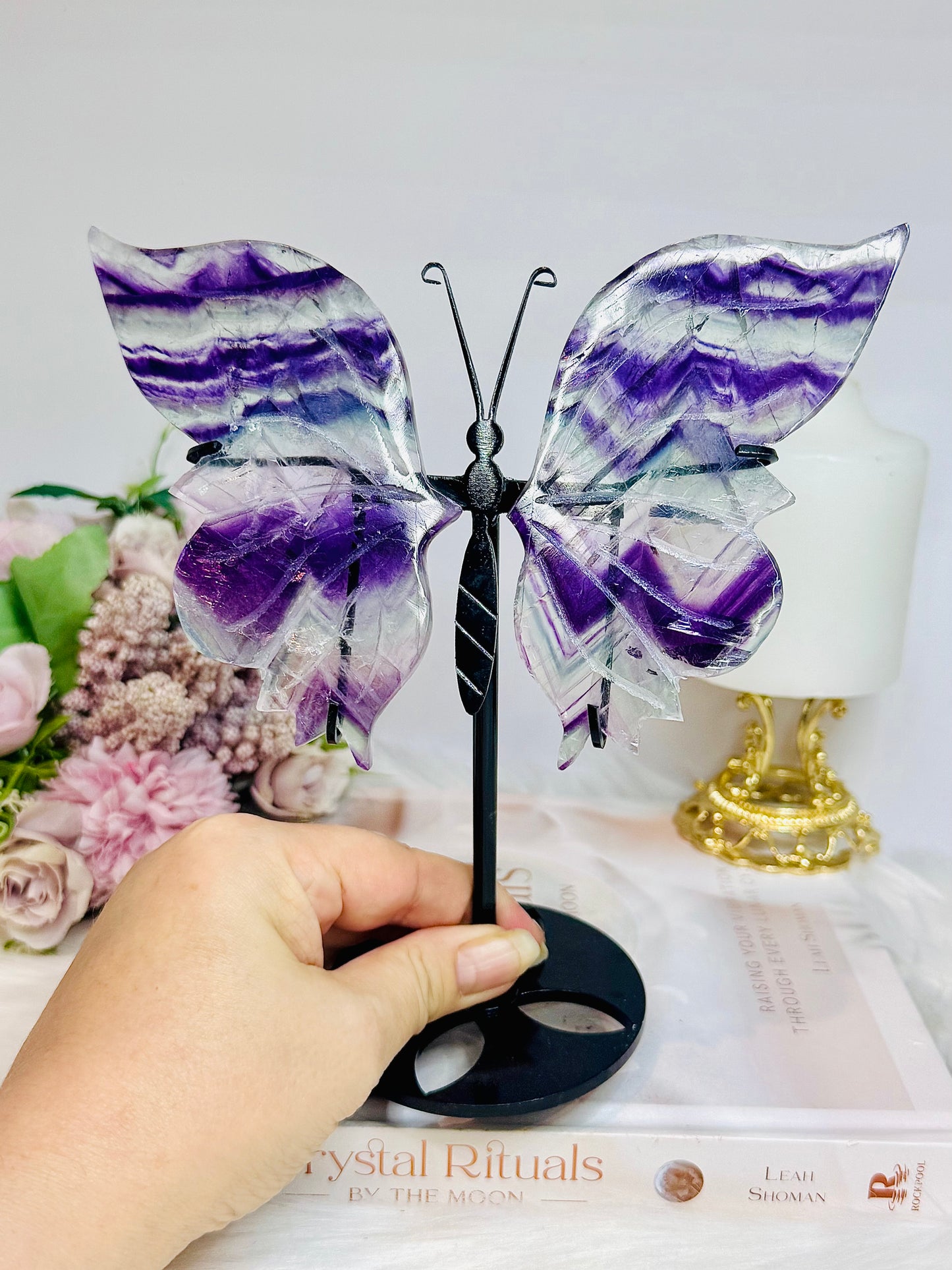 Fluorite Butterfly Wings With Rainbows 19cm