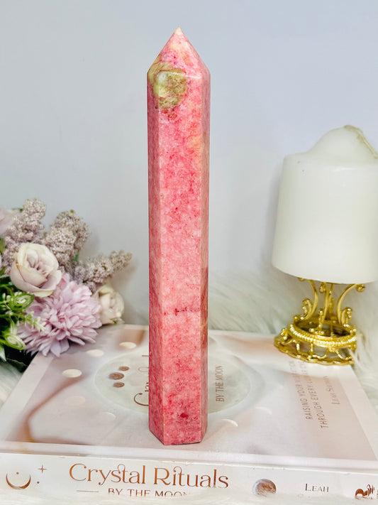 Large Thulite Tower with Epidote Inclusions 20cm