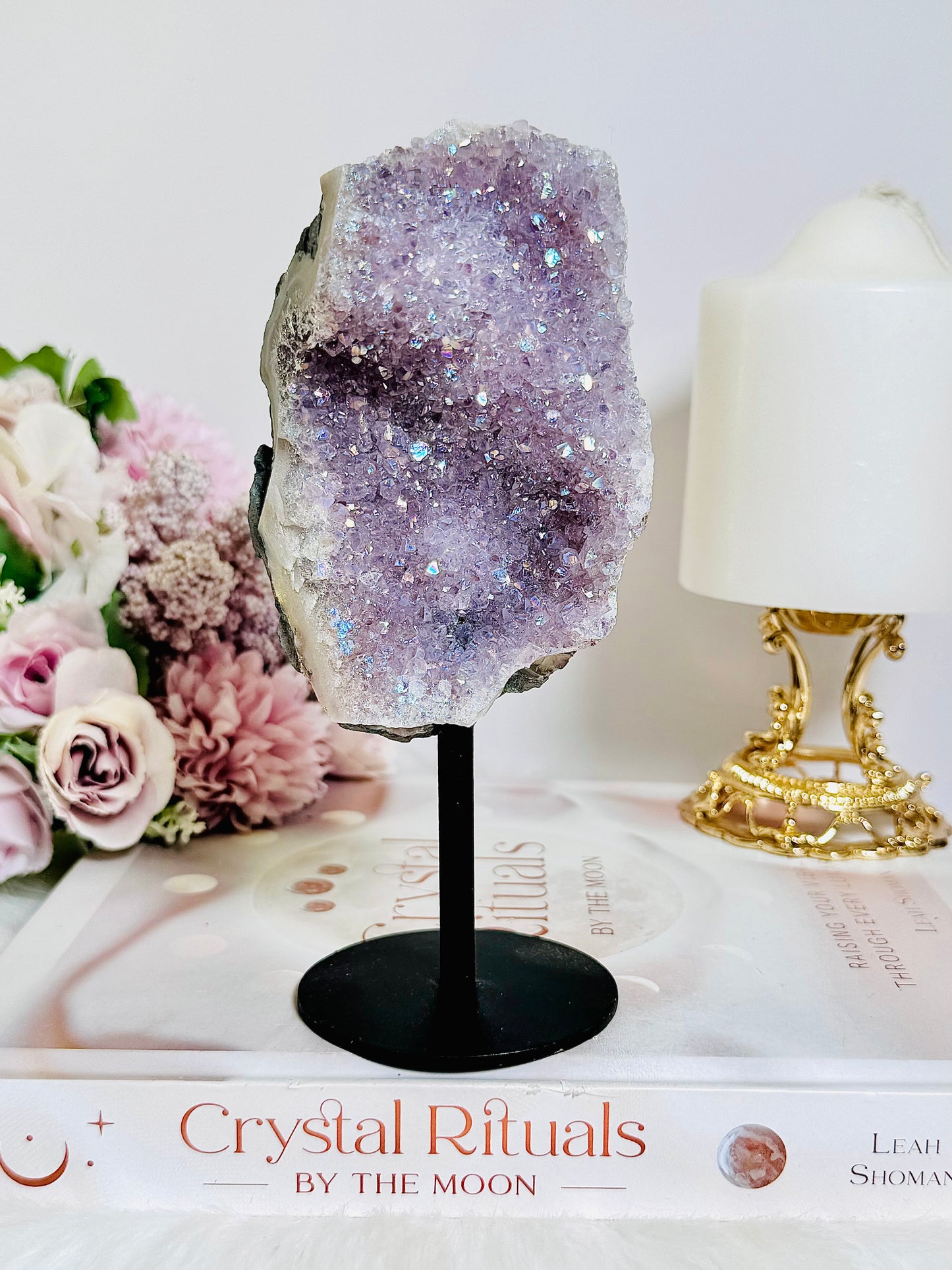 Fabulous Large 16cm Angel Aura Amethyst Cluster on Stand From Brazil