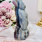 Stunning Perfectly Carved Druzy Agate Amethyst Koala 12cm 397grams With Full Amethyst Cluster At Back