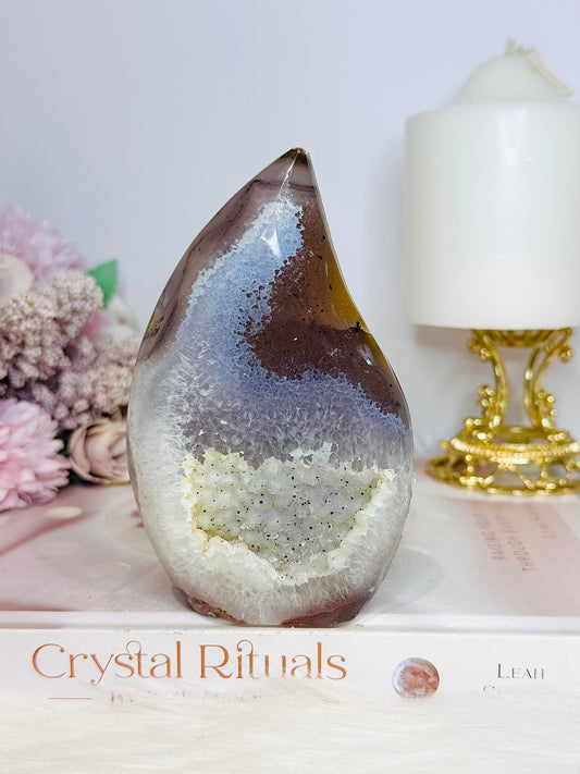 Large Druzy Agate Carved Flame 12cm
