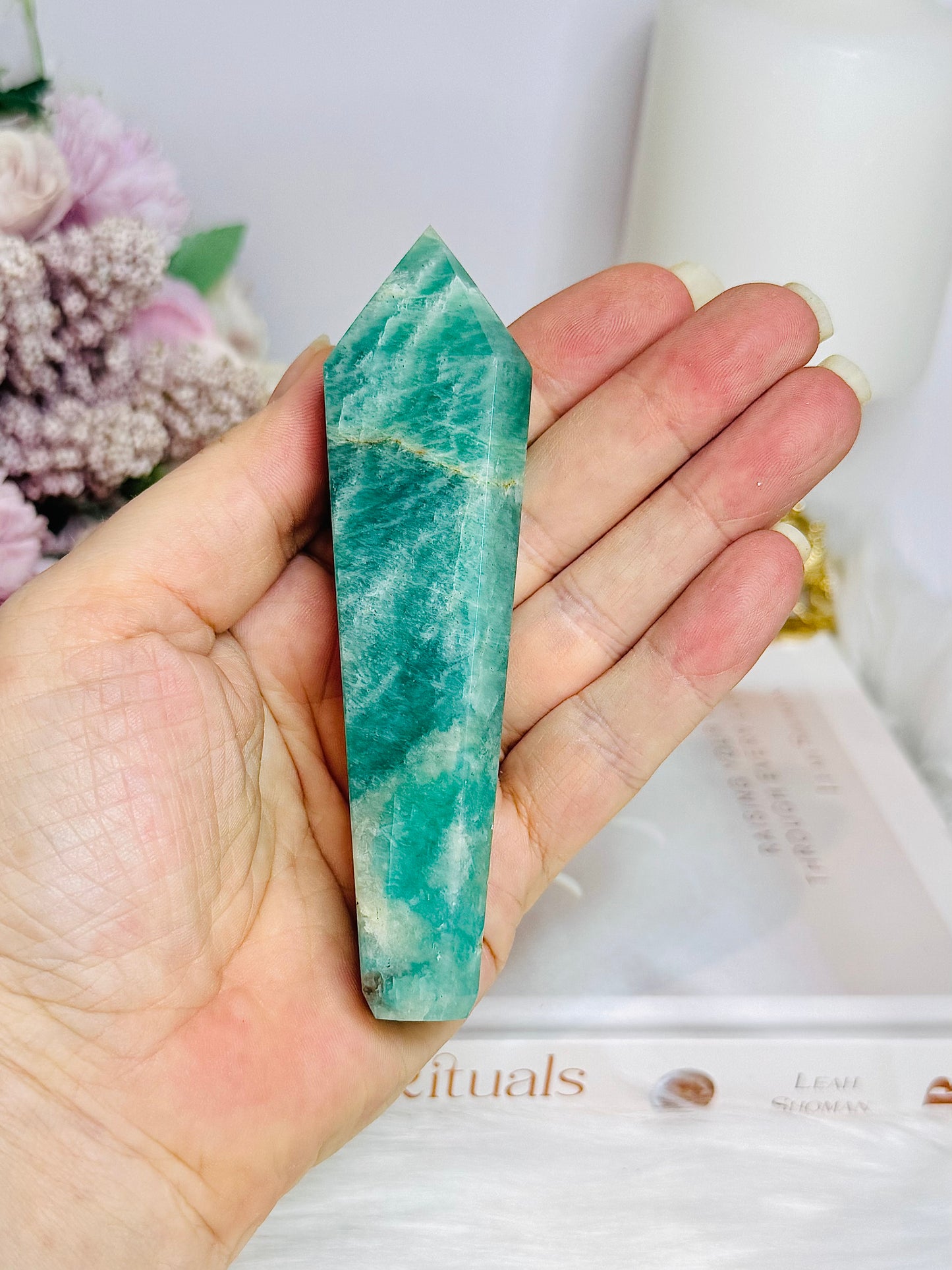 Green Amazonite Carved Pipe 11cm