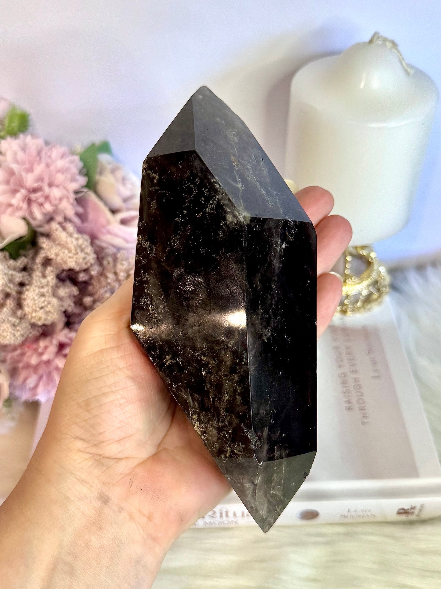 Stunning Large 17.5cm 731gram Smokey Quartz Double Terminated Point