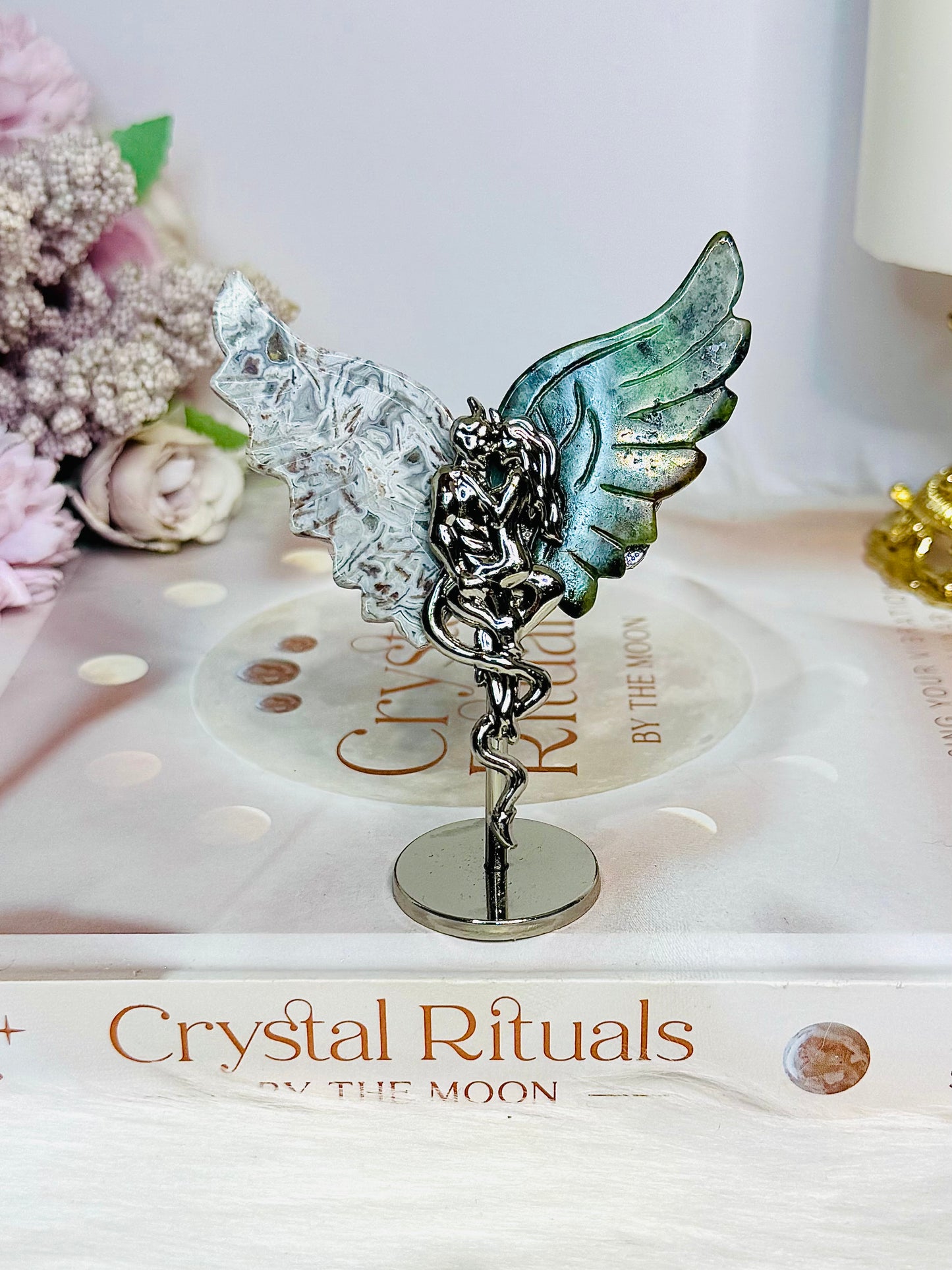 Mexican Lace Agate X Ruby Zoisite Devil & Angel Wings 8cm
