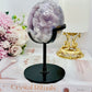 High Grade 14.5cm Druzy Pink Amethyst Freeform | Egg On Stand 558grams