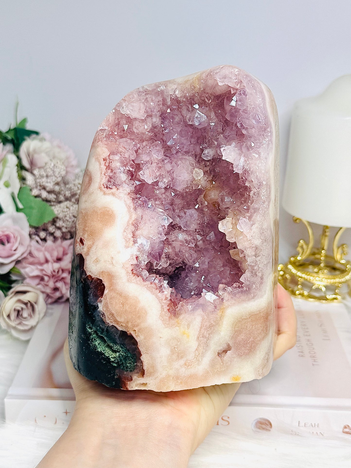 High Grade Pink Amethyst Druzy Freeform with Jasper Inclusions 14.5cm 1.8KG