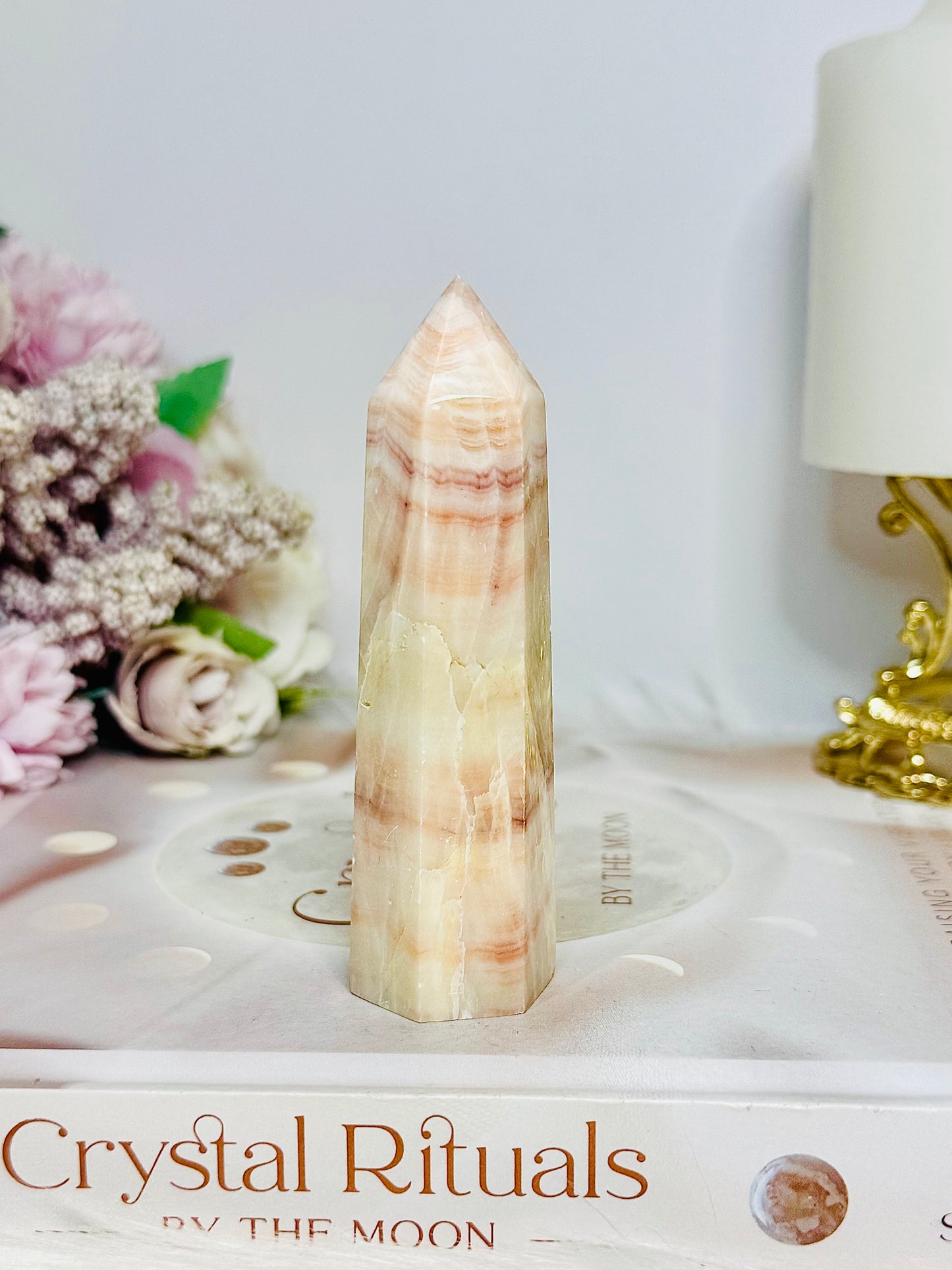 Pink Banded Calcite | Pork Stone Tower 9.5cm