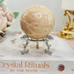 Peach Moonstone Sphere with Flash on Stand 223g