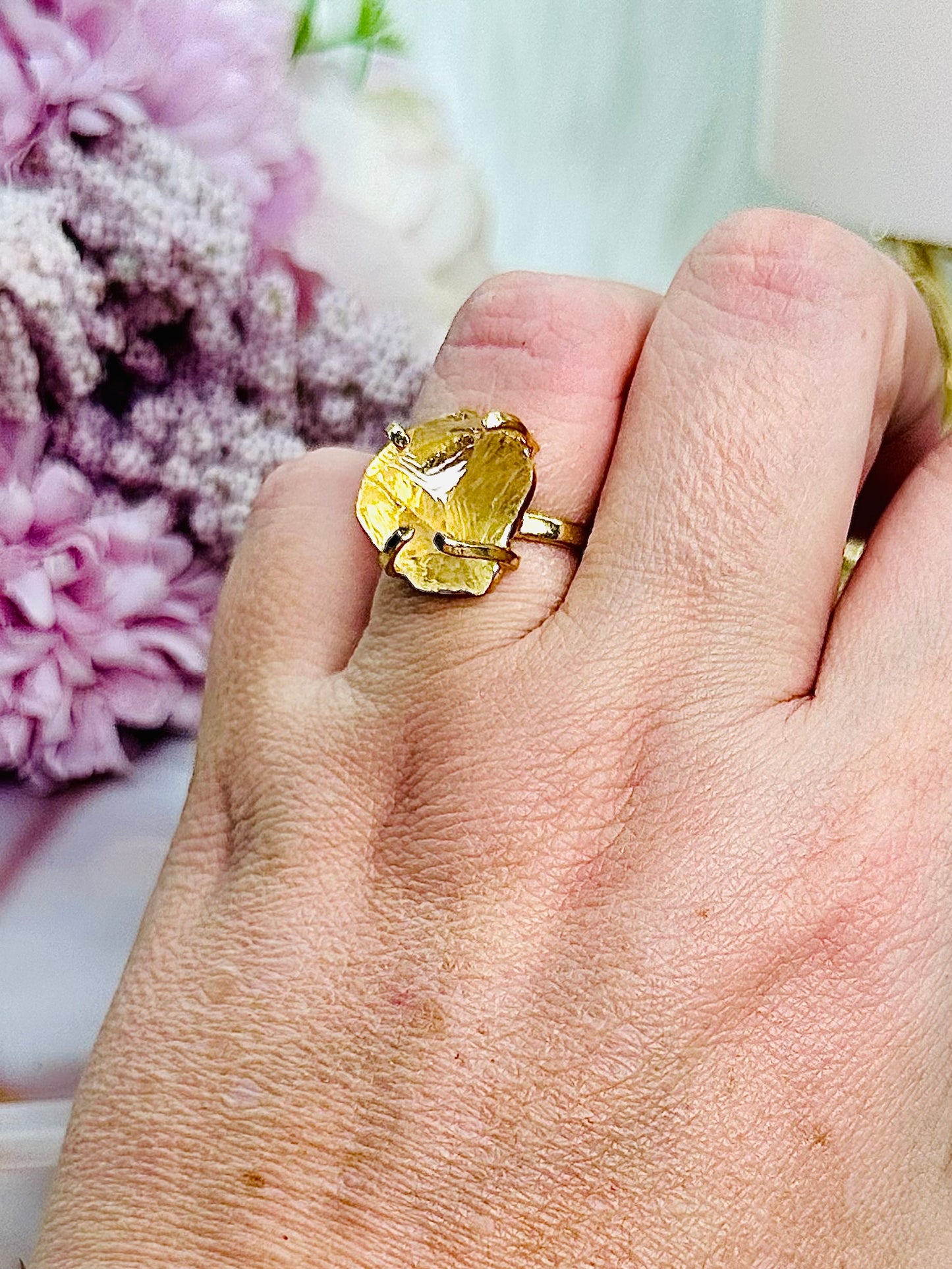 Stunning Citrine Adjustable Gold Plated Ring From Brazil In Gift Bag ~ Absolutely Gorgeous
