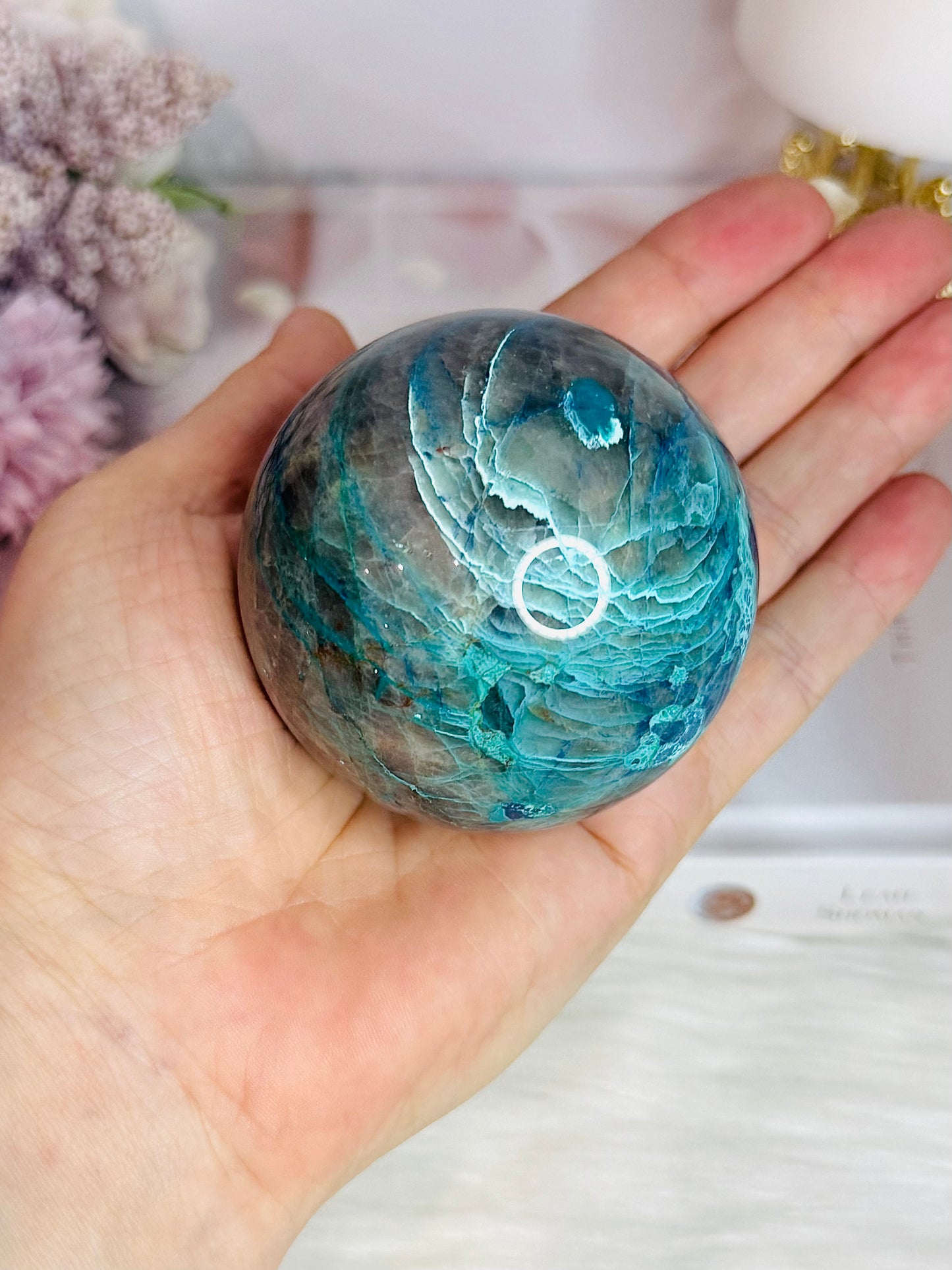 Absolutely Incredible High Grade Chrysocolla Sphere on Stand 339grams