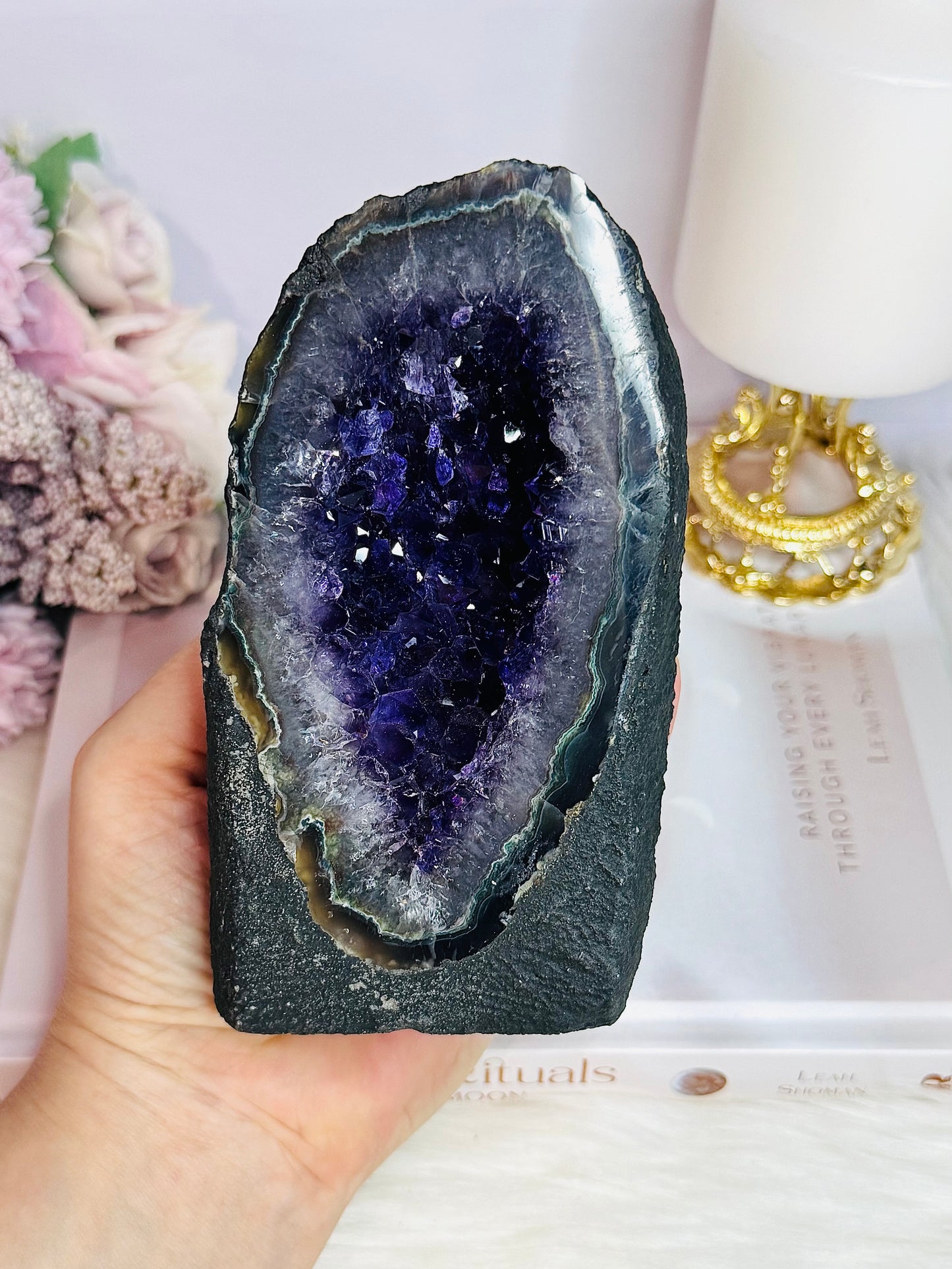 High Grade Divine Deep Purple Large Amethyst Cathedral From Brazil 703grams 14cm