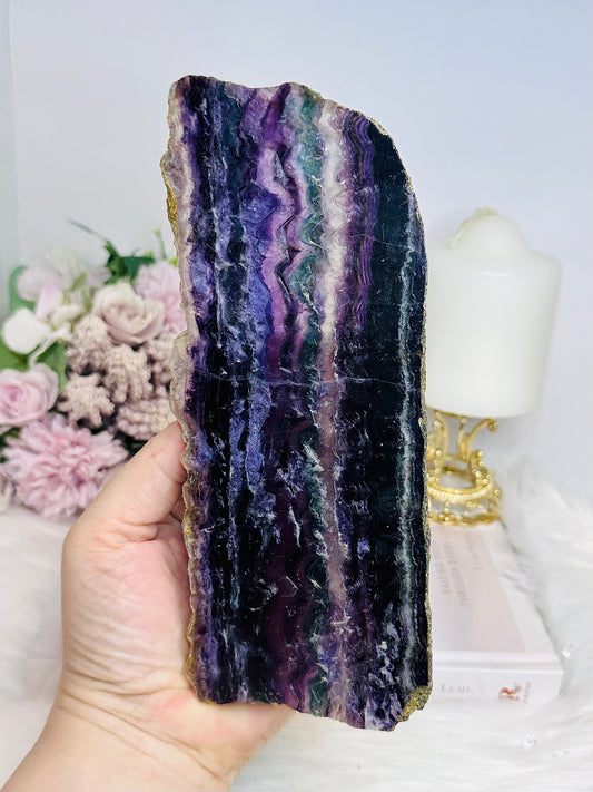 Large Natural Fluorite Slab On Stand 20cm