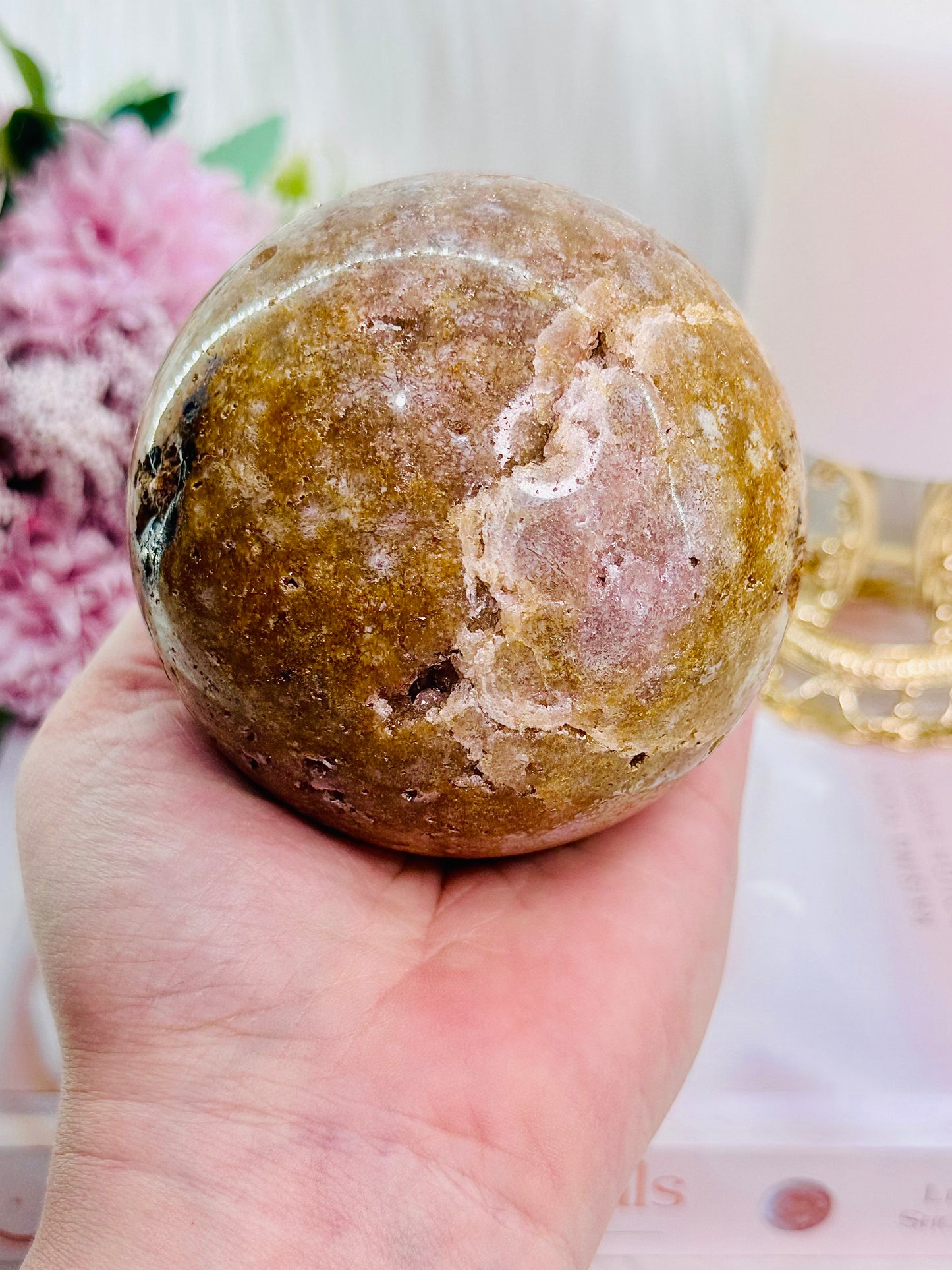 A Powerful Stone ~ Large 746gram Pink Amethyst Druzy Sphere From Brazil On Silver Stand (stand in pic Is display only)