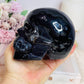 Huge Black Agate Carved Skull 11.5cm 1.24KG